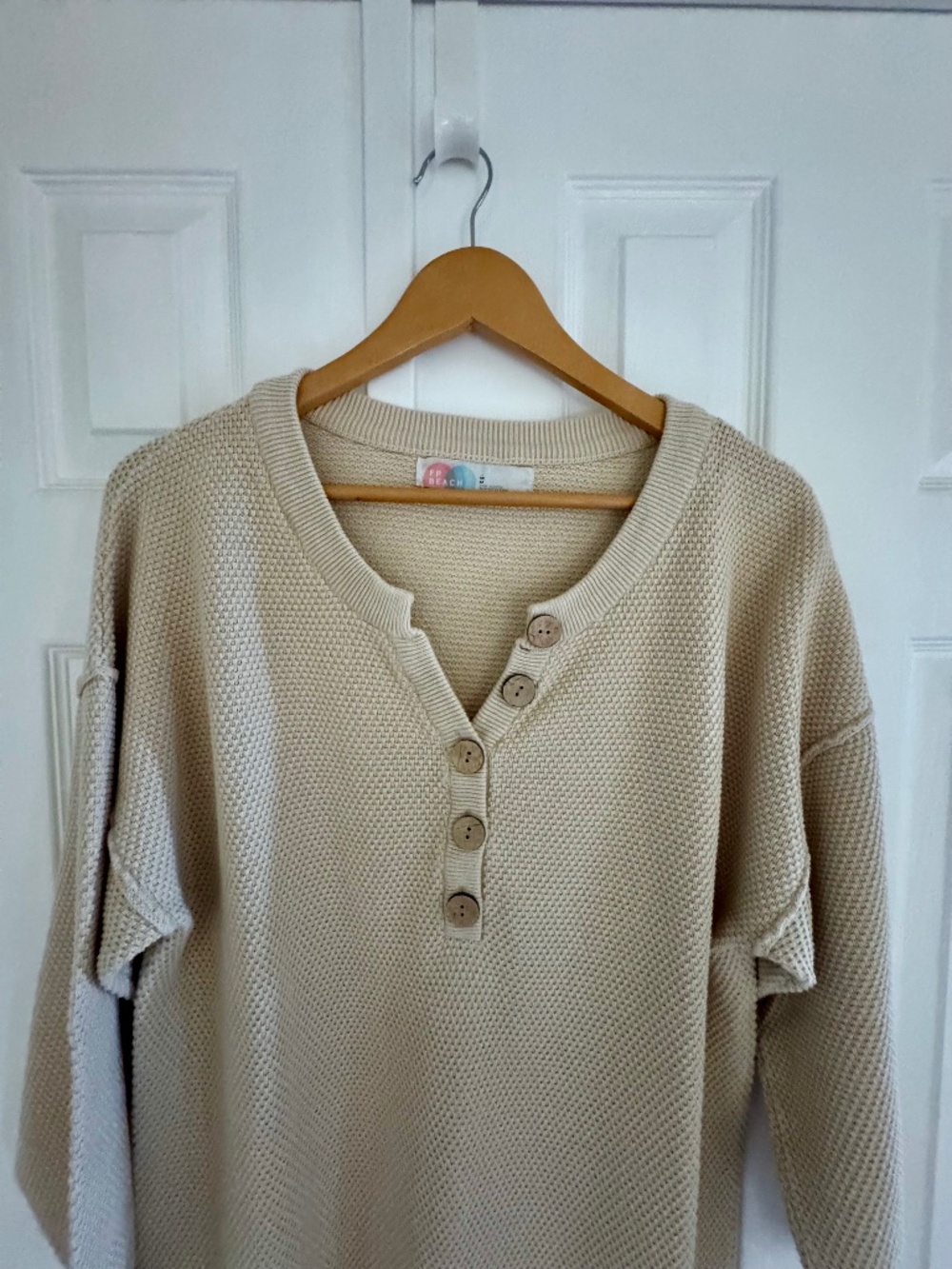 Free People Beach Hailee Waffle Knit Dress - M - tan/au lait - Picture 3 of 5